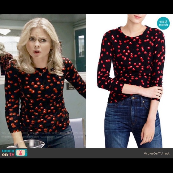 J. Crew Sweaters - J.Crew Red Cherries Print Patterned Sweater